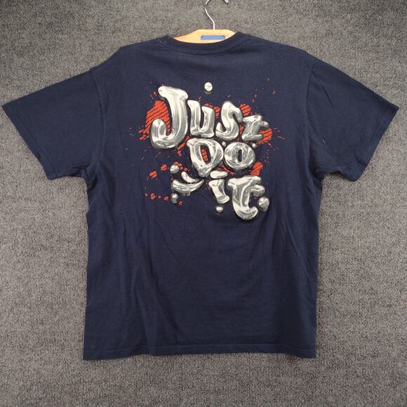 Nike Just Do It T Shirt Size L Blue Melted Metal Pattern Logo - Picture 2 of 13